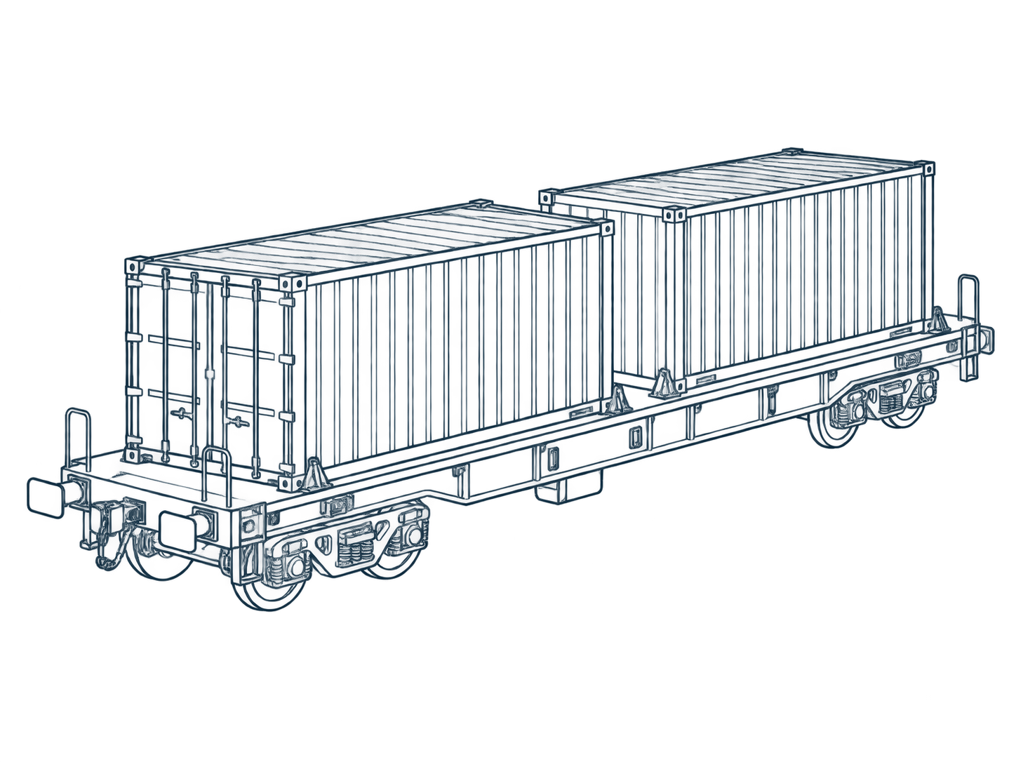 Freight diesel locomotive with container flatcars
